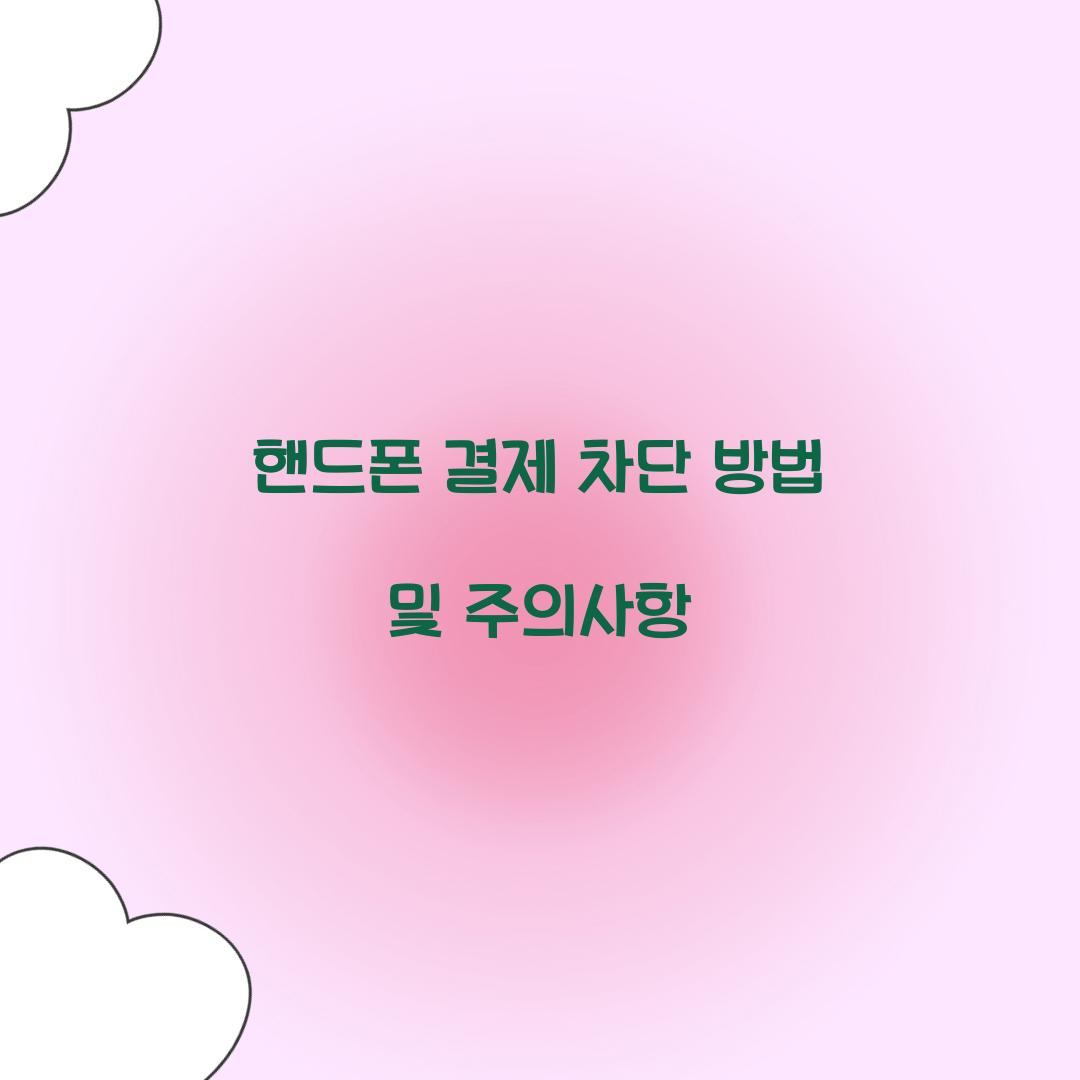 핸드폰 결제 차단
