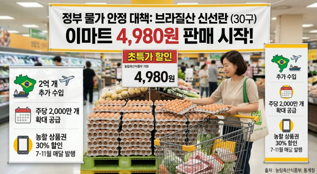 계란값 할인(브라질산 수입란, 수급안정, 국내 농가))
