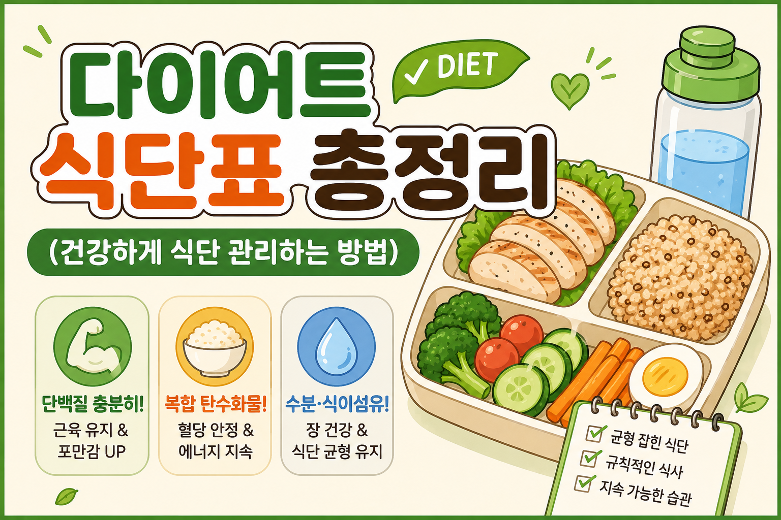 다이어트 식단표 총정리 (건강하게 식단 관리하는 방법) -사진-