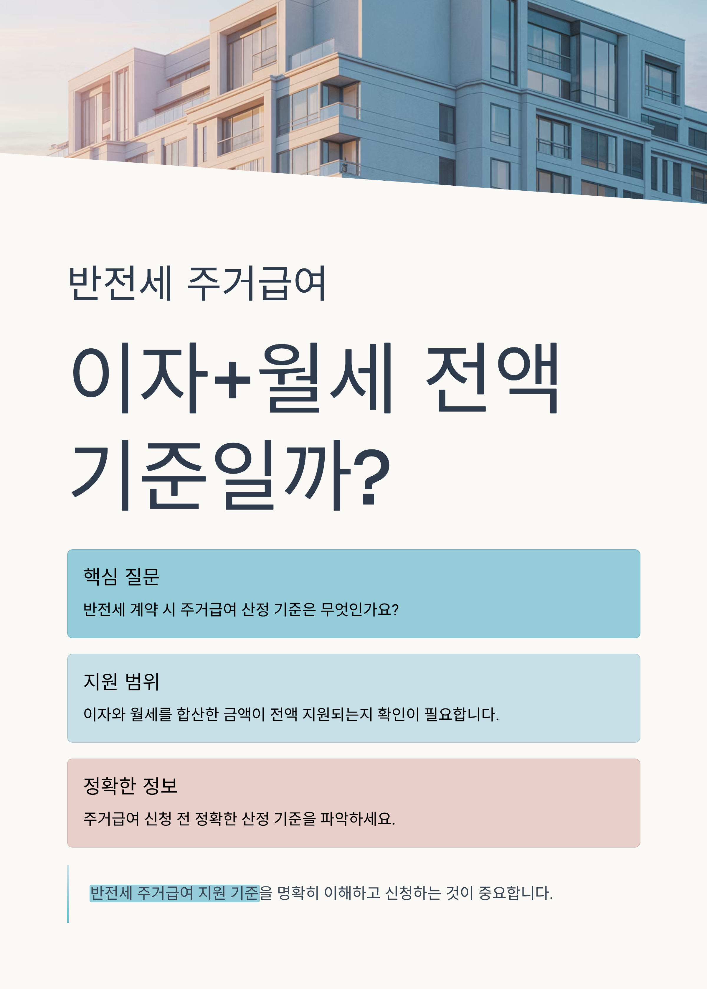 반전세 주거급여, 이자+월세 전액 기준일까?