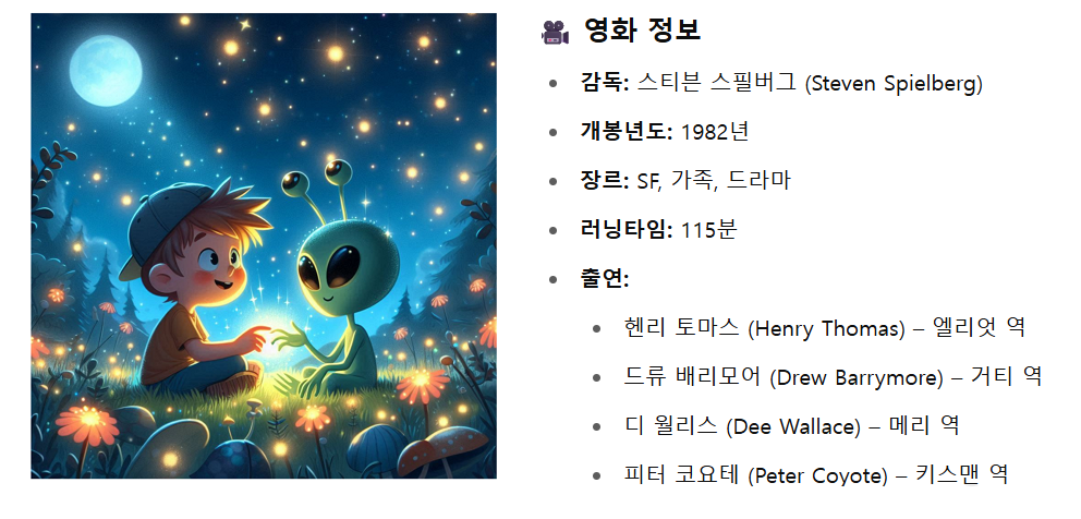 E.T. (1982) 줄거리, 배우, 영화 배경