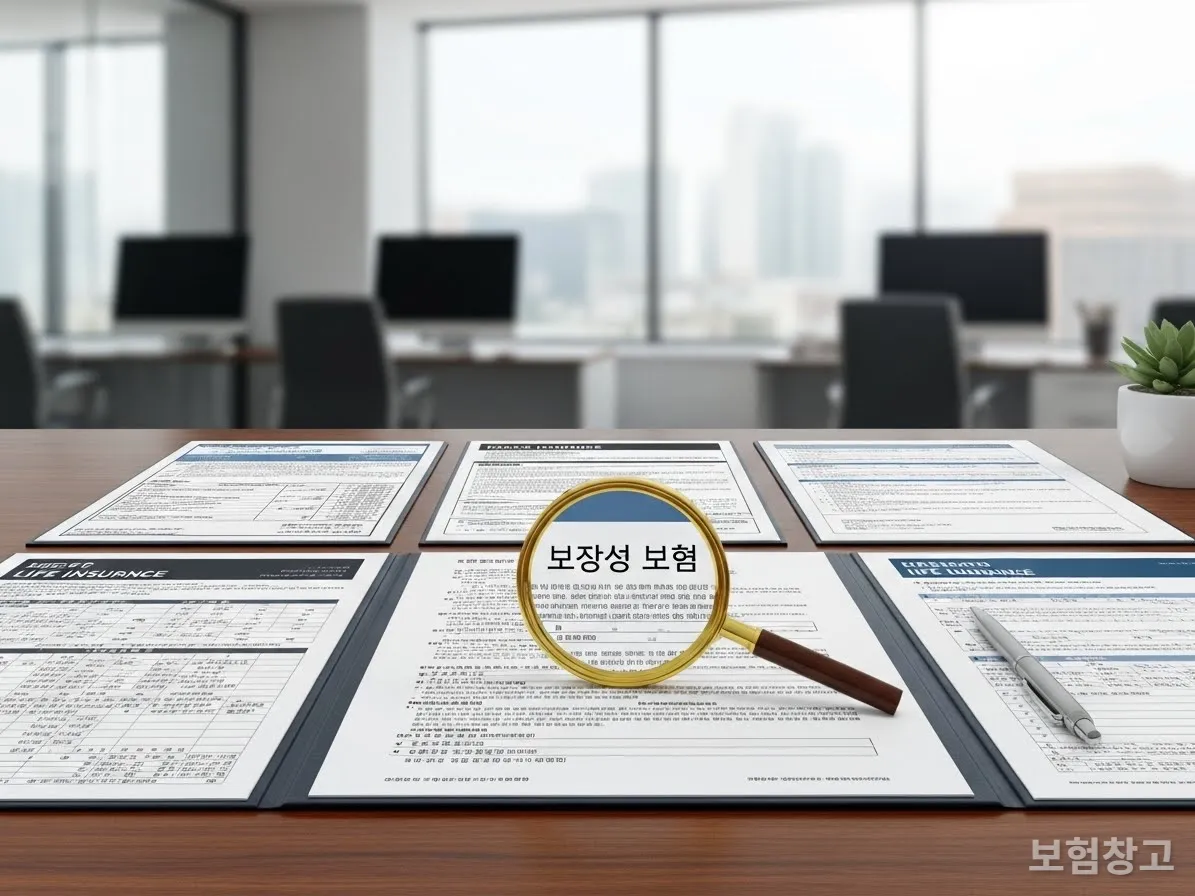 다양한 보장성 보험 서류를 확인하는 모습