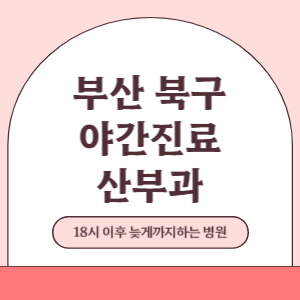 부산 북구 야간진료 산부인과 병원 (18시 이후 늦게까지하는 병원)