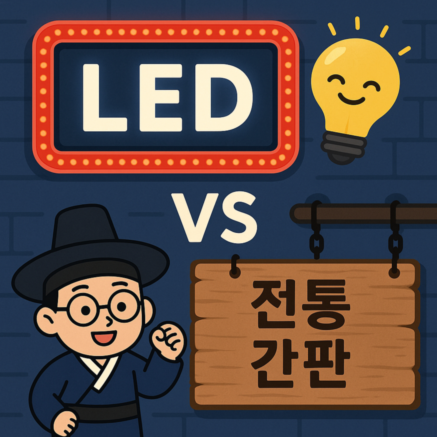 LED 간판과 전통 간판의 비교