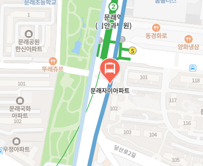 문래자이아파트에서 인천공항 리무진 공항버스(6008번) 지도 위치