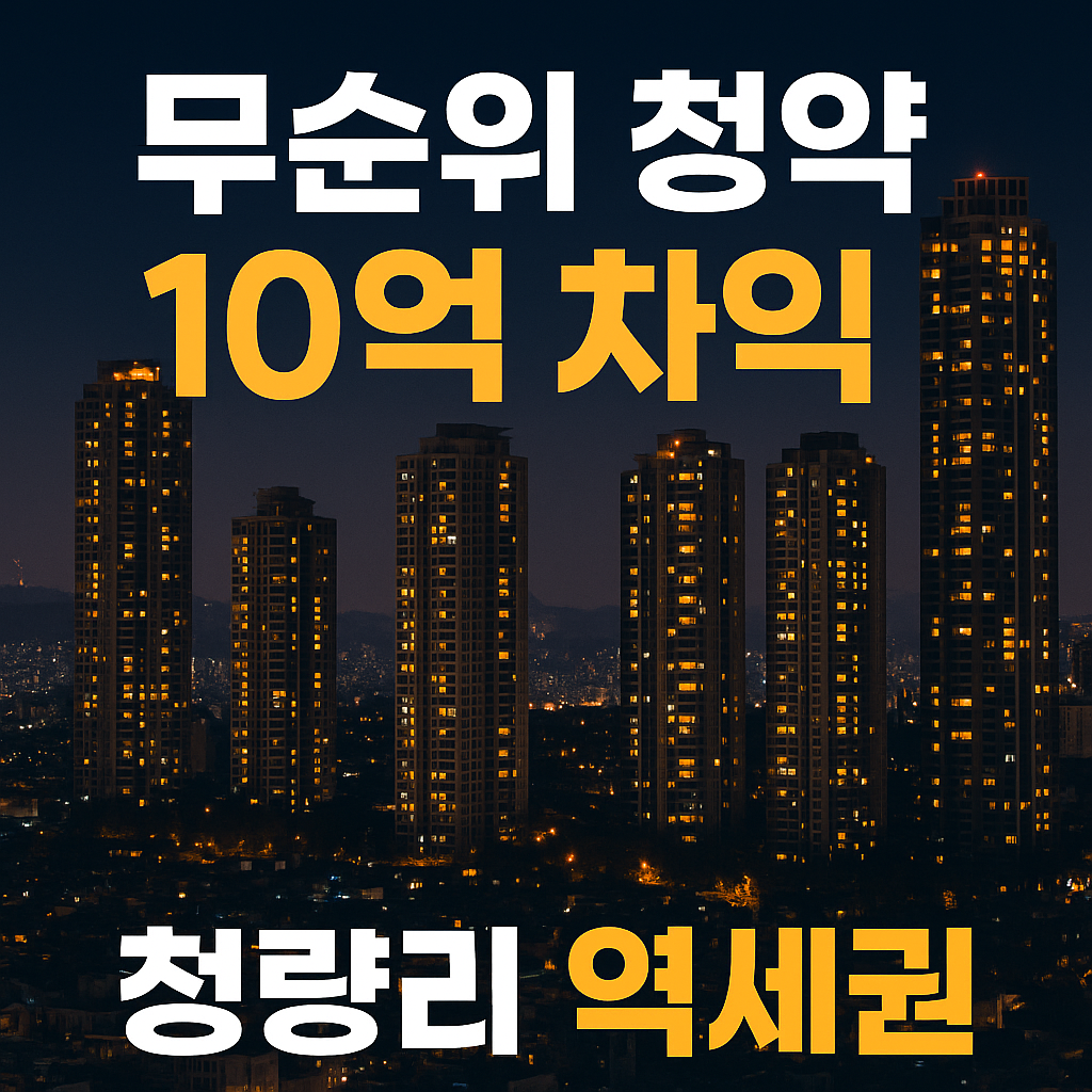 “서울 도심 아파트 단지를 내려다보는 야경 속 부동산 시장분석을 강조한 썸네일 이미지”