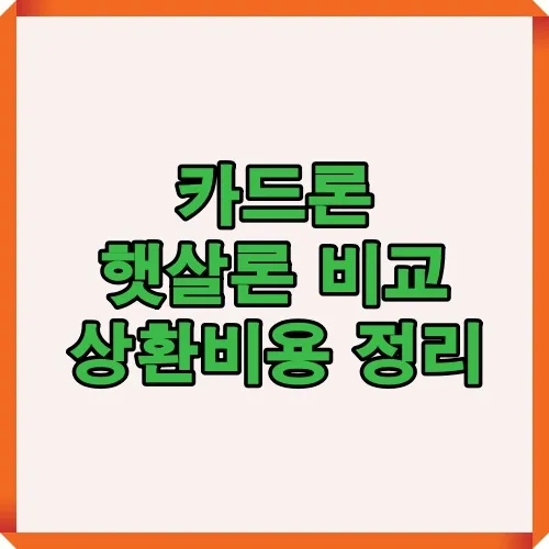 카드론과 햇살론의 금리 차이와 상환비용을 비교하여 소비자가 합리적인 선택을 할 수 있도록 돕는 썸네일 이미지