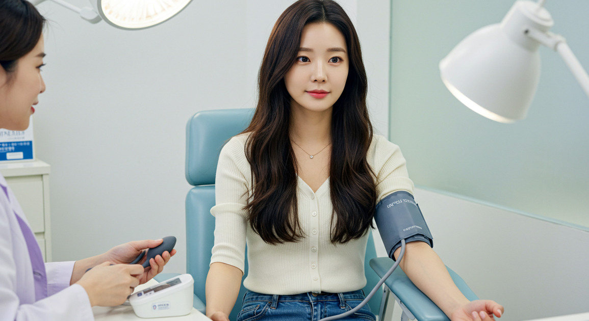 건강검진받는 여성 이미지