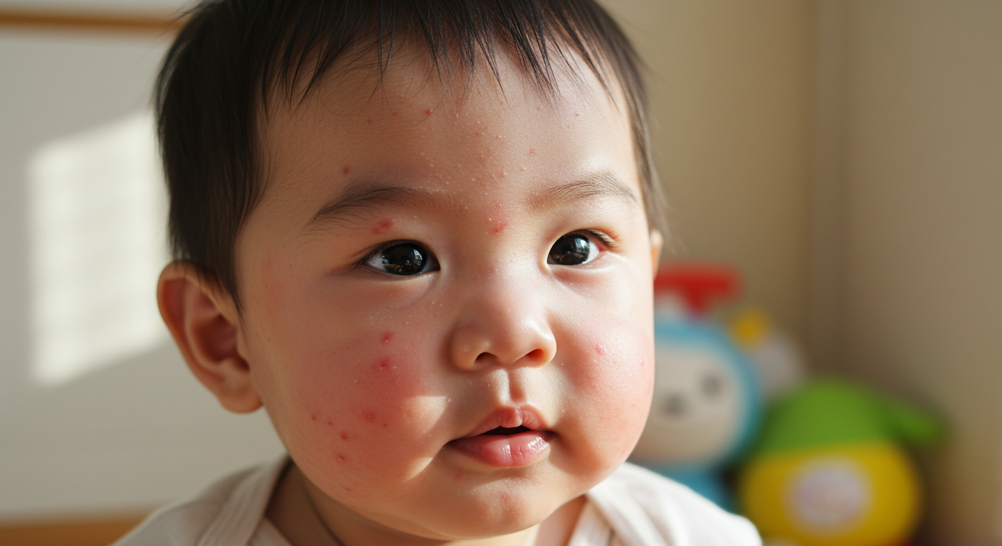수두에 걸린 아기 사진