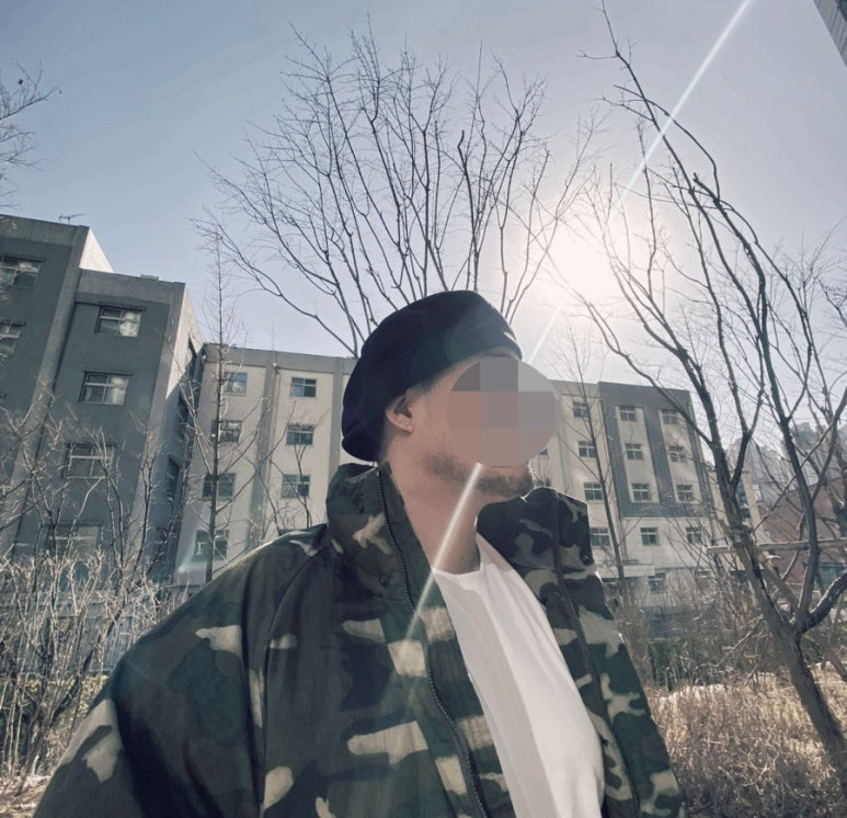 데일리룩('26.2.22.)밀리어네어햇 헌팅캡 베레모, 파르티멘토 카모패딩 밀리터리패딩, 무신사스탠다드 슬리브티셔츠, 무신사스탠다드 벌룬팬츠, 헬로헬 스퀘어 엔지니어부츠 웨스턴부츠