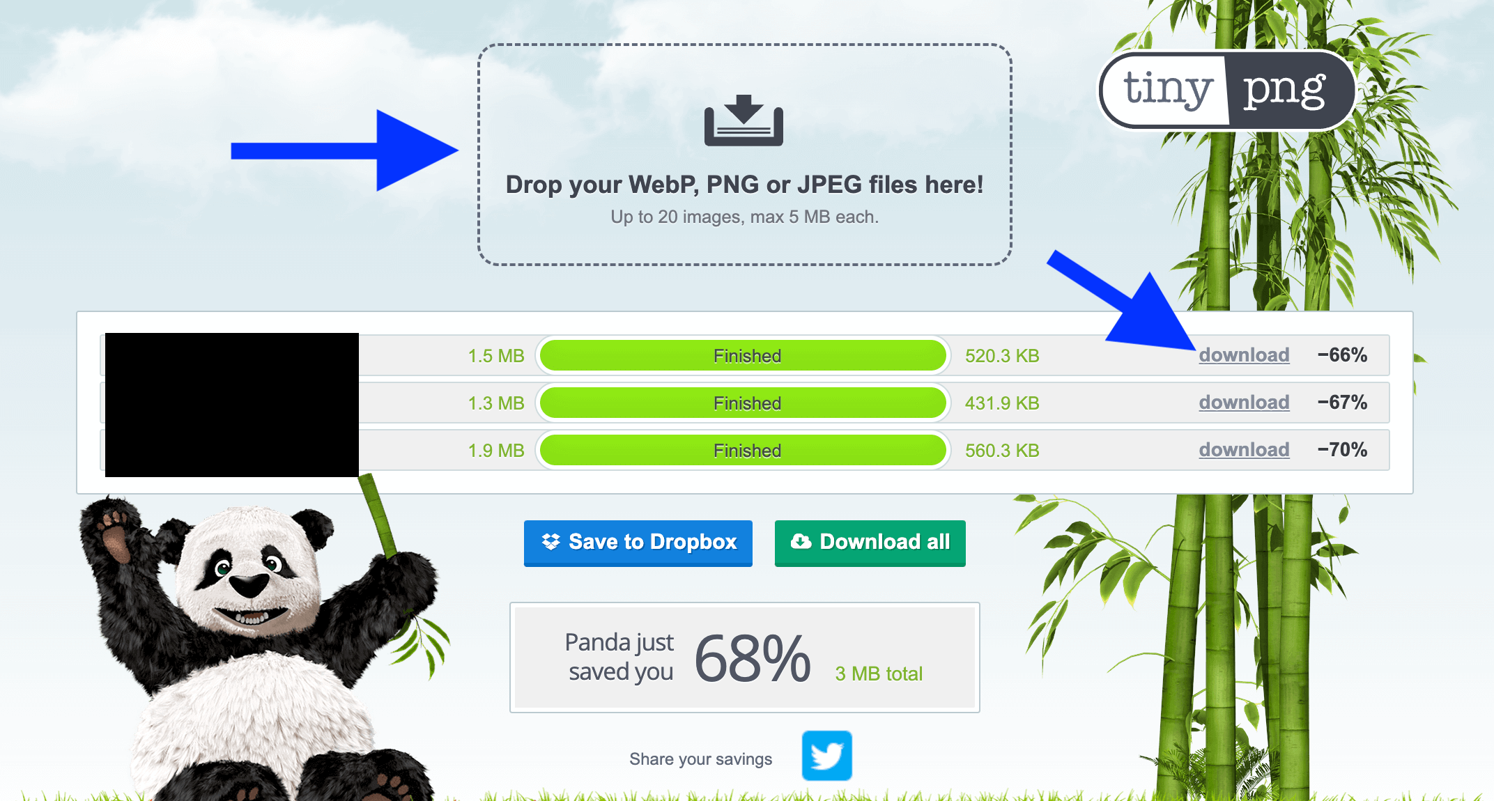 파란색 화살표가 있는 부분에 사진 파일 업로드 후 다운로드 클릭
