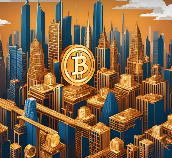대도시 속 황금 비트코인