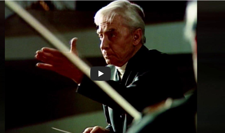 베를린 필하모니에서 운명교향곡을 지휘하는 헤르베르트 폰 카라얀의 유튜브영상 캡춰