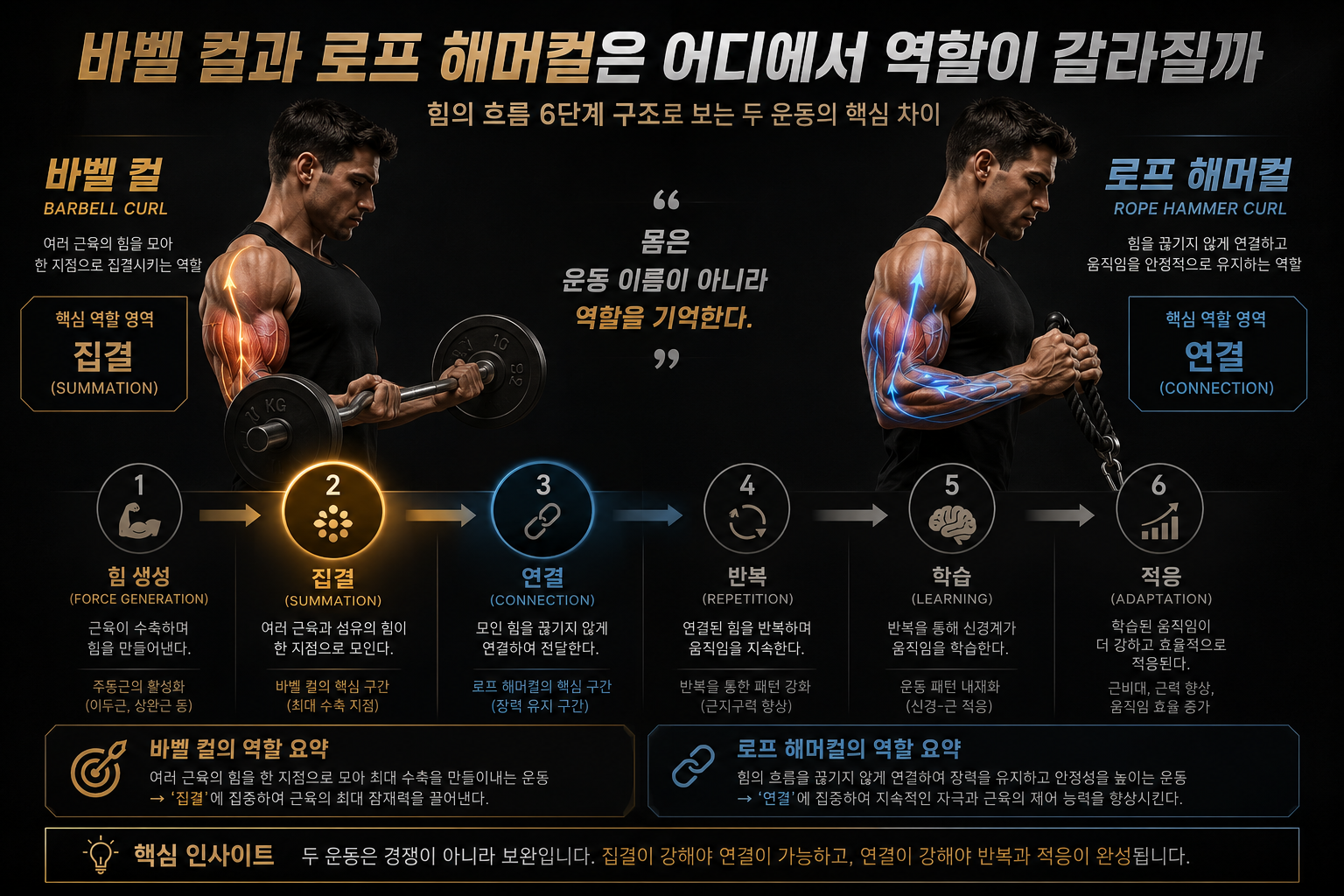 바벨 컬과 로프 해머컬은 어디서 갈라질까