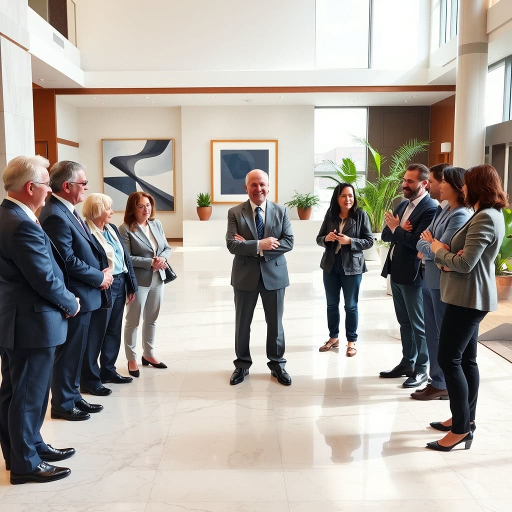 원내대표가 소속 의원들과의 친밀한 소통을 통해 신뢰를 구축하고 협력을 이끌어내는 모습을 보여줍니다.