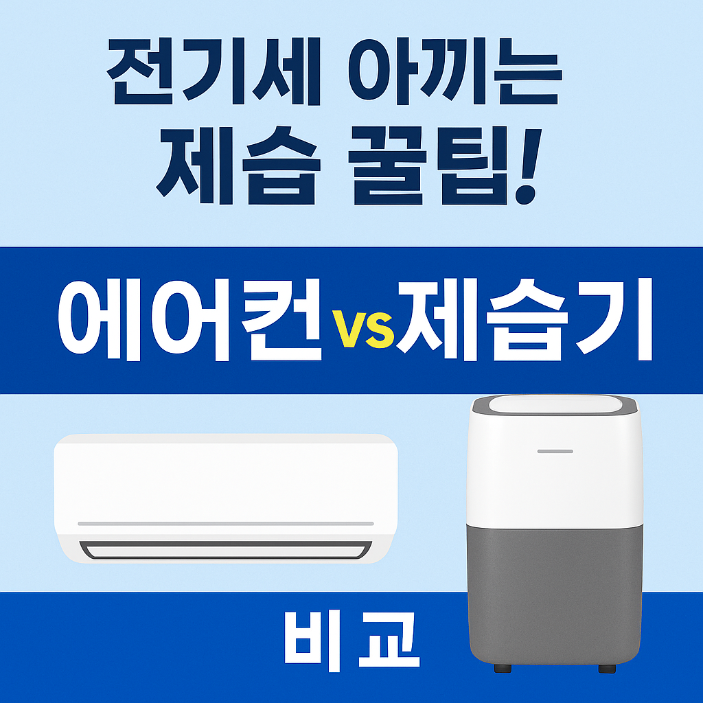 &quot;전기세 절약을 위한 에어컨과 제습기 비교 썸네일 이미지, 여름철 제습 가전 선택 가이드&quot;