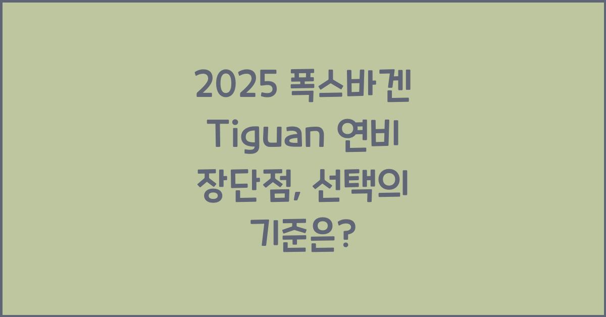 2025 폭스바겐 Tiguan 연비 장단점