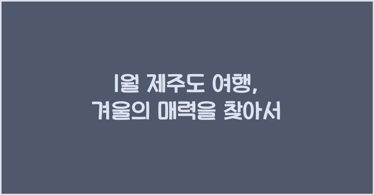 1월 제주도 여행