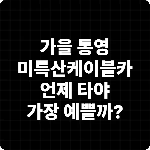 2025년 가을 통영 미륵산 케이블카, 언제 타야 가장 예쁠까?