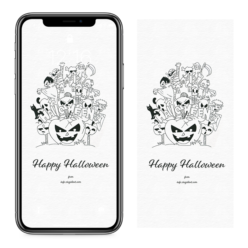 09 할로윈 스케치 C - Happy Halloween 아이폰귀여운배경화면
