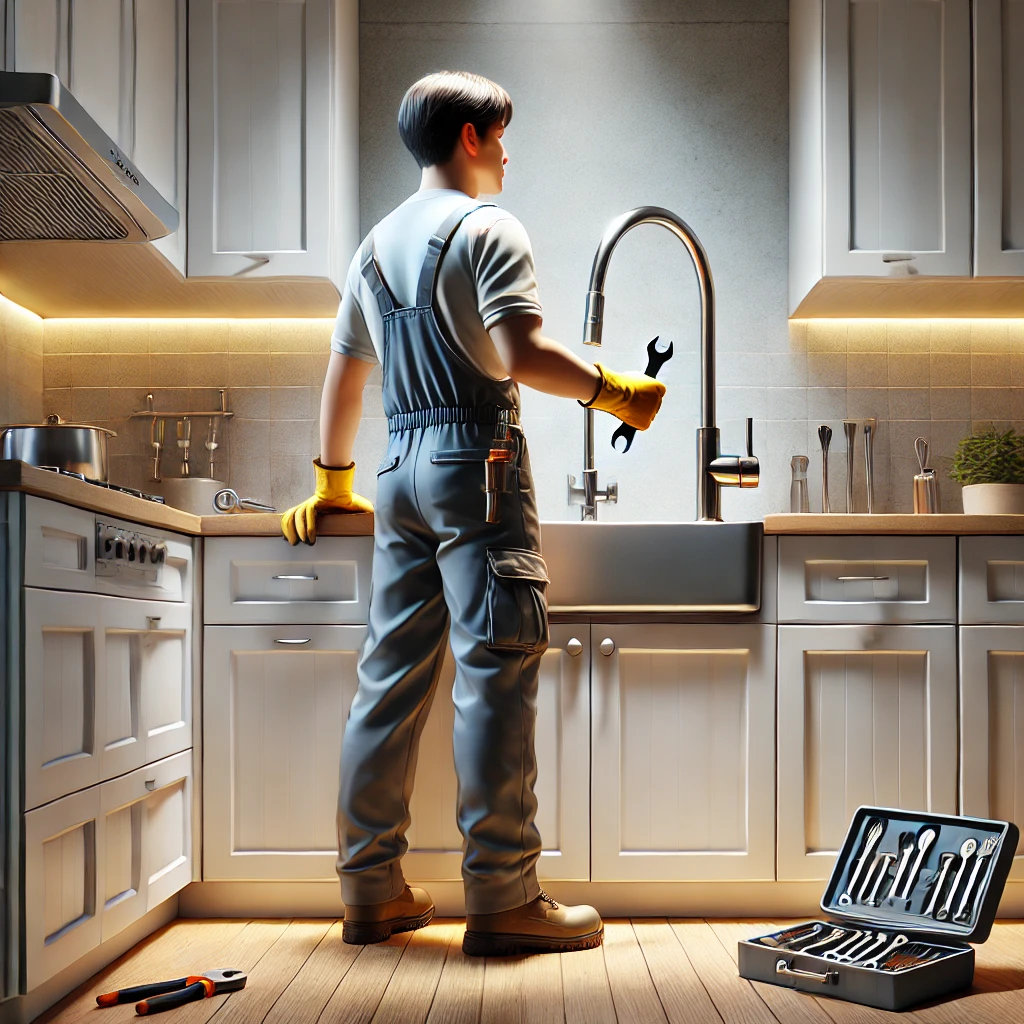 수전을 교체 하는 이미지