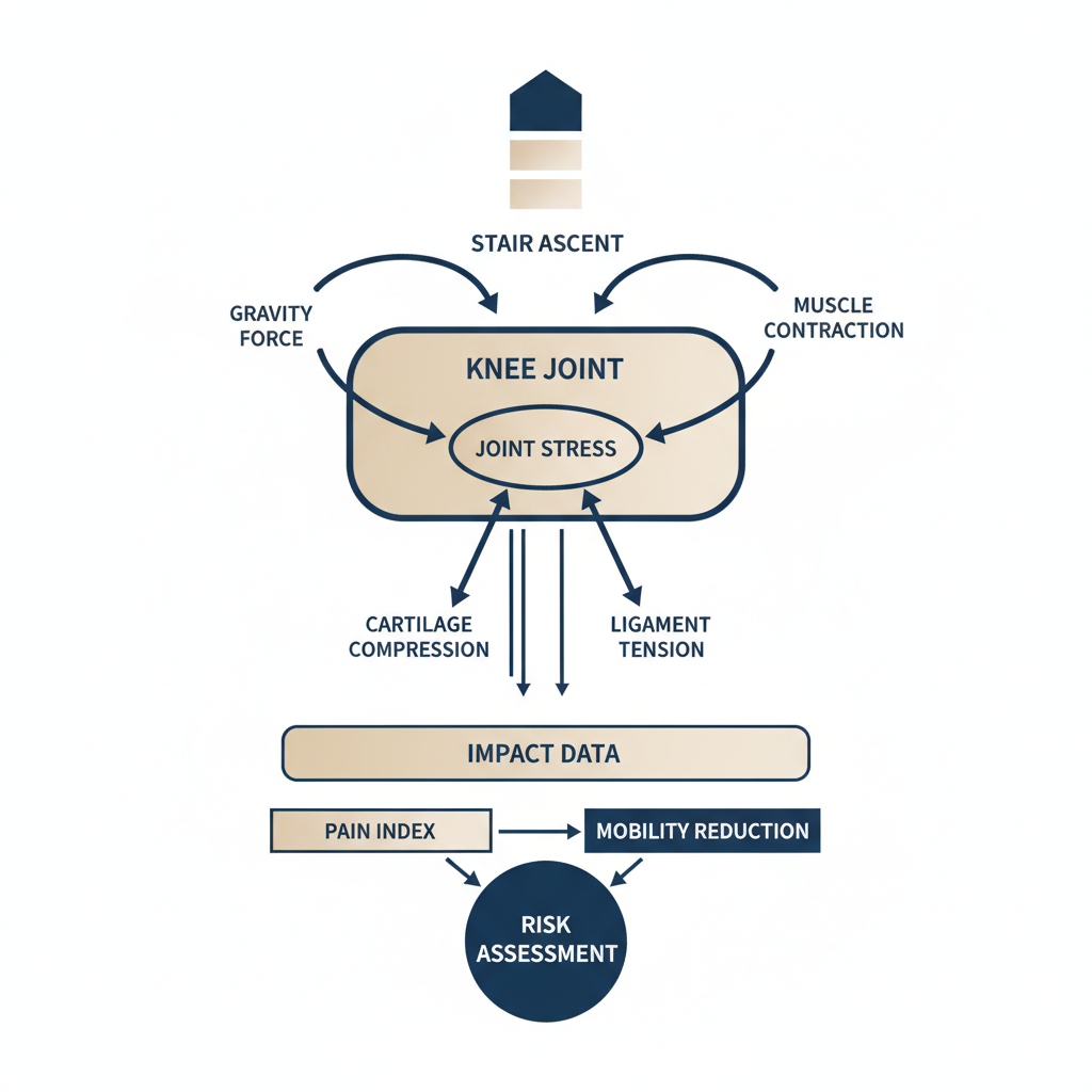 階段登時における膝関節への負荷構造