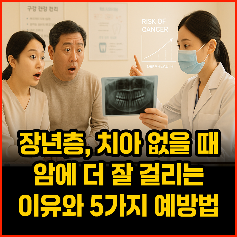 현대 치과 진료실에서 50대 한국인 부부가 구강 건강 상담을 받는 장면