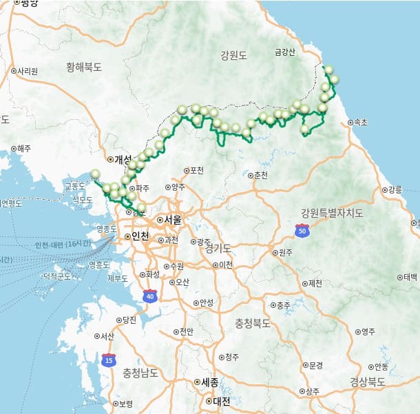 코리아둘레길 코스 추천 지도 DMZ