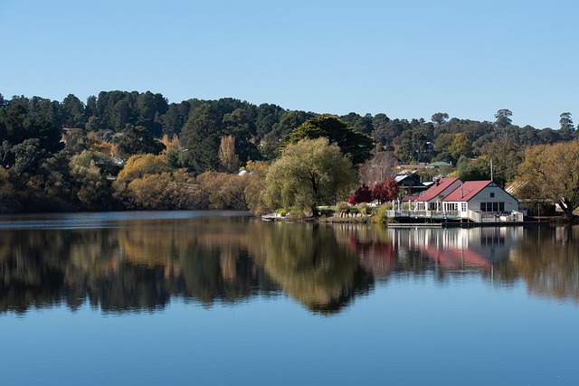 호주 윈드햄 호수 보트하우스