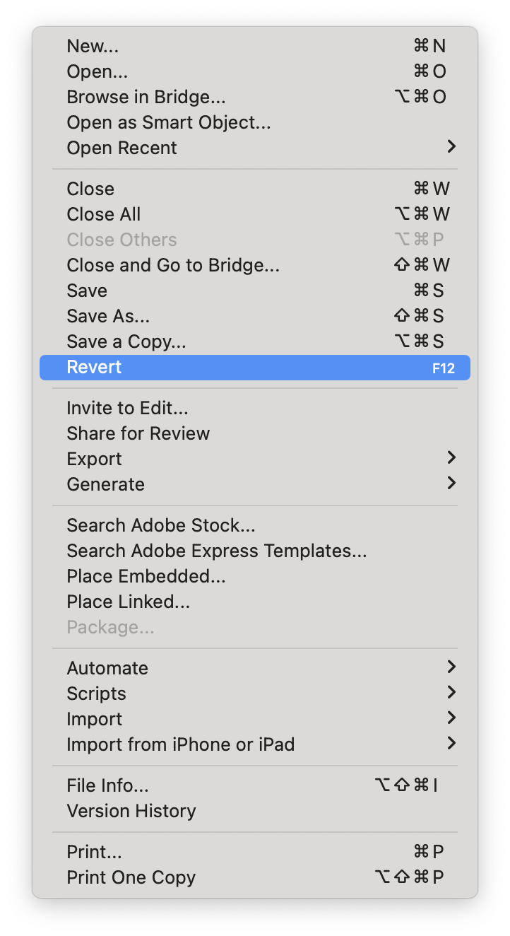 포토샵 히스토리 되돌리기 revert