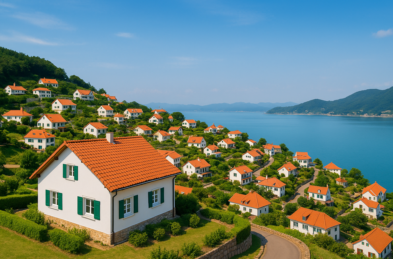 마을에서 보이는 풍경사진
