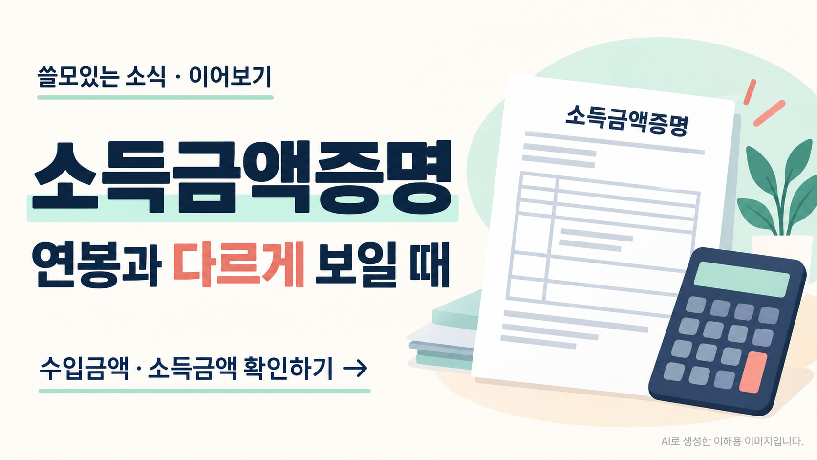 소득금액증명 수입금액과 소득금액 안내 글 바로가기