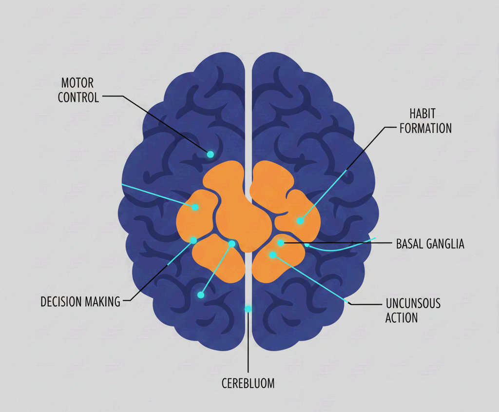 무의식 행동의 중심, 기저핵 신경회로 분석 이미지