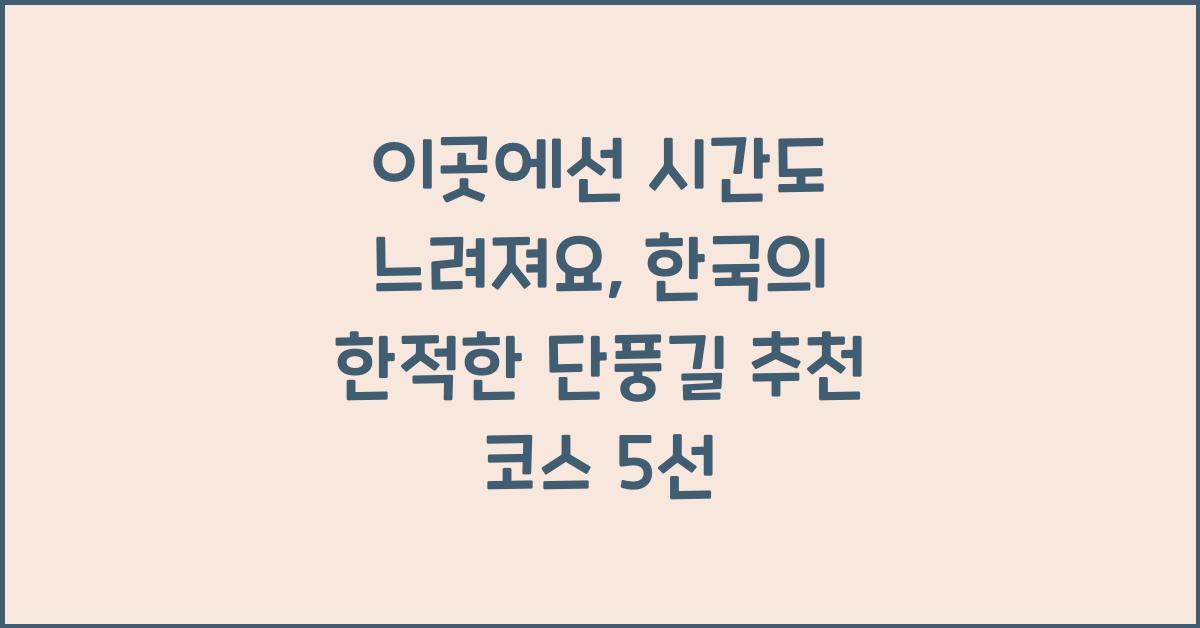 이곳에선 시간도 느려져요, 한국의 한적한 단풍길  