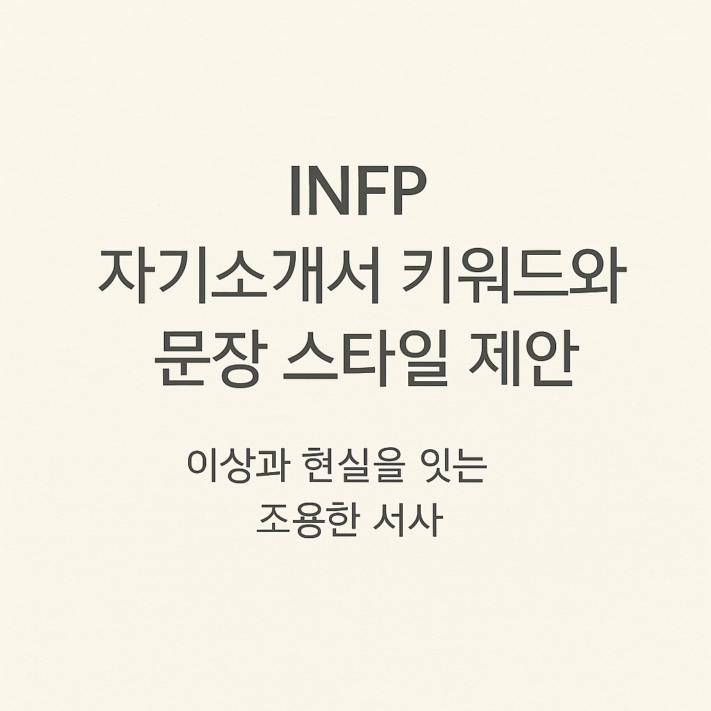 INFP 자기소개서 키워드와 문장 스타일 제안