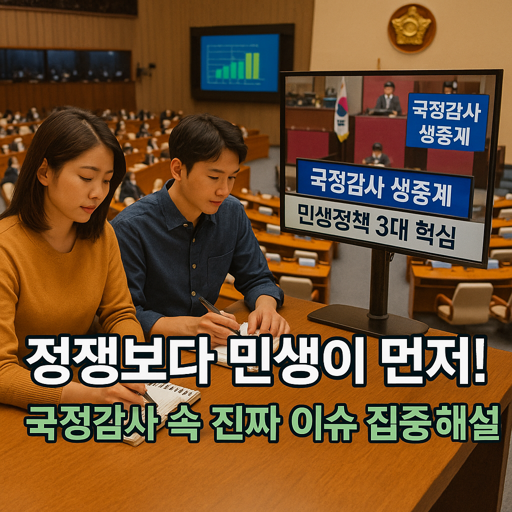 국회 본회의장에서 국정감사를 보며 메모하는 시민들