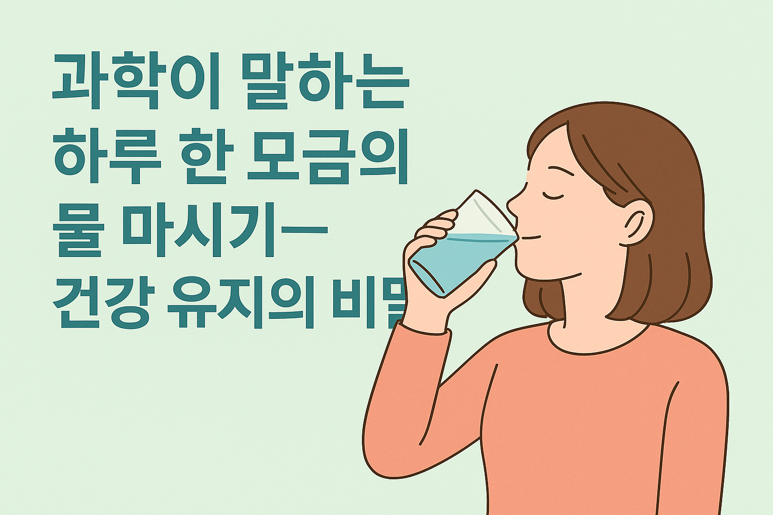 하루 한 모금씩 자주 물마시기 미세습관을 실천하는 여자