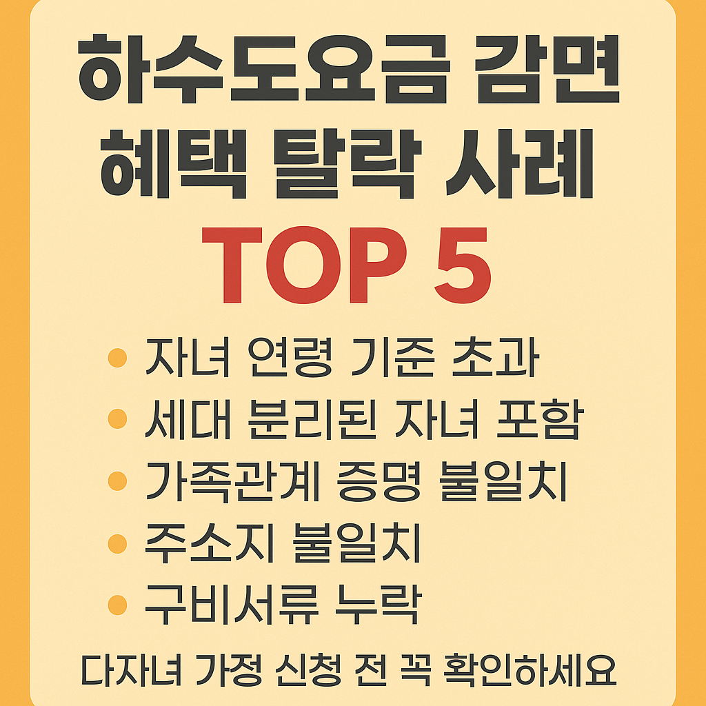 하수도요금 감면 혜택 탈락 사례 TOP 5