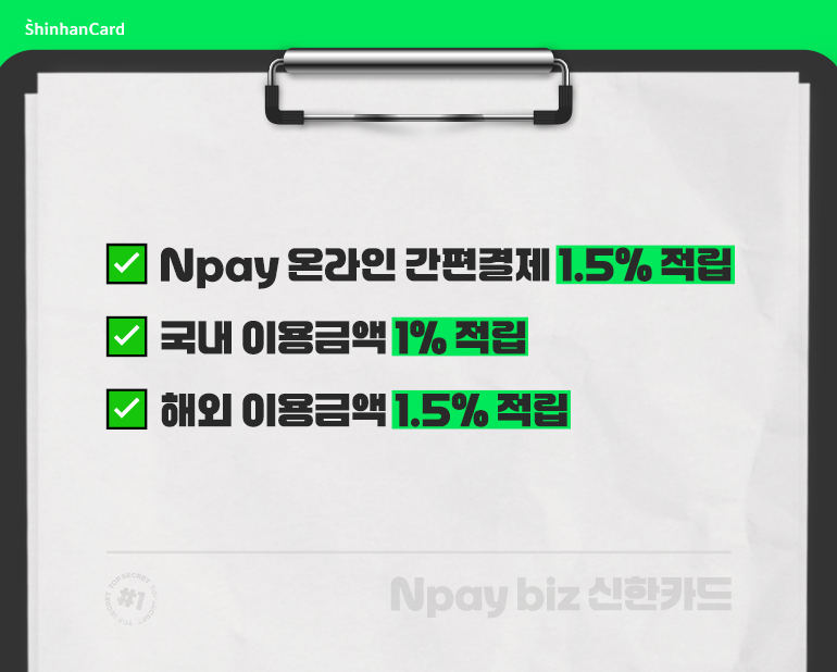 Npay 온라인 결제, 국내·해외 이용 시 각각 적립률을 체크 아이콘과 함께 안내한 혜택 설명 이미지
