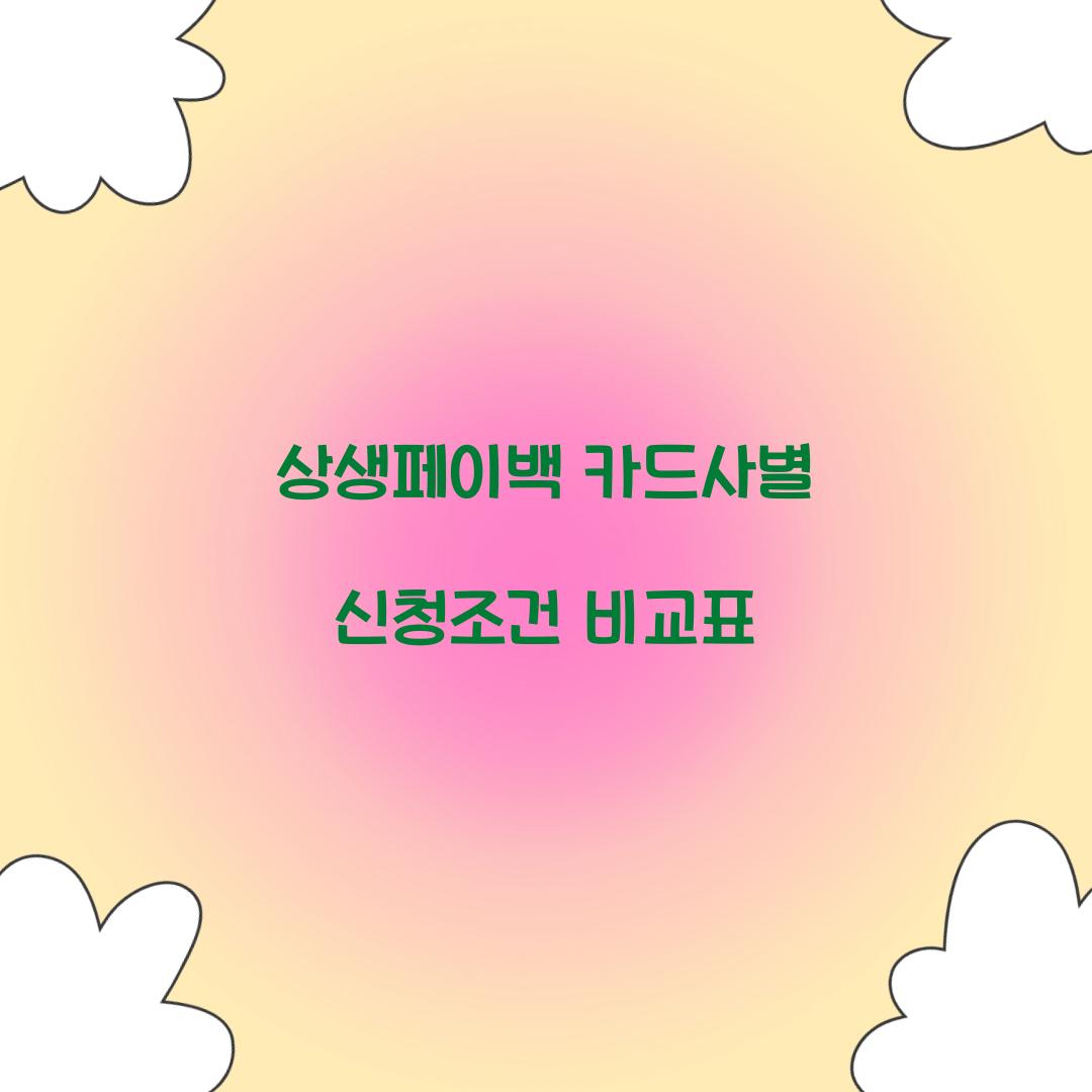 상생페이백 카드사별 신청조건 비교표