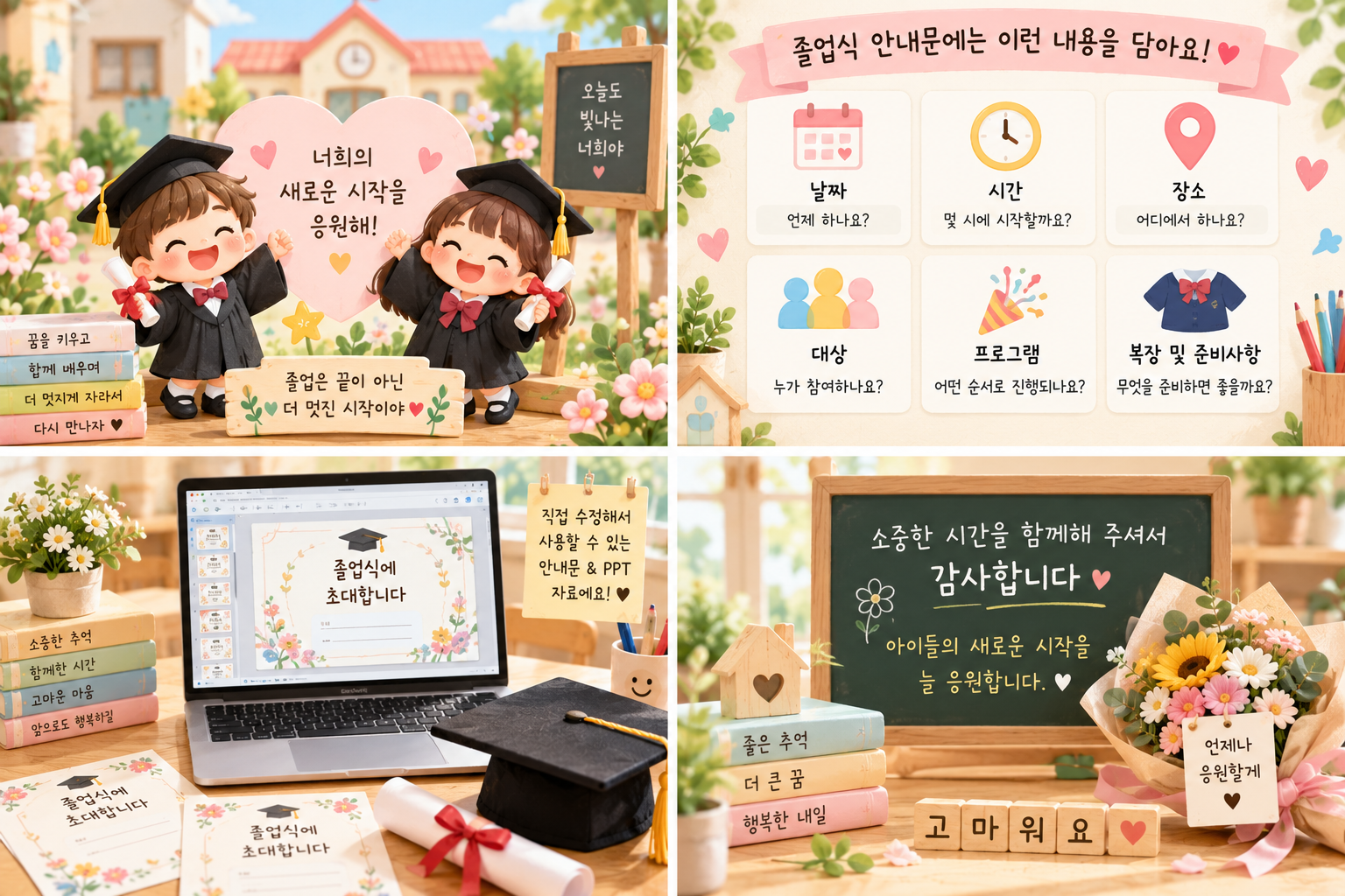 따뜻한 유치원 졸업 안내 콜라주