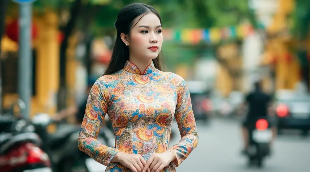 전통의상을 입은 베트남 여성