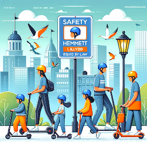 헬멧쓰고 전기자전거 타는 사진