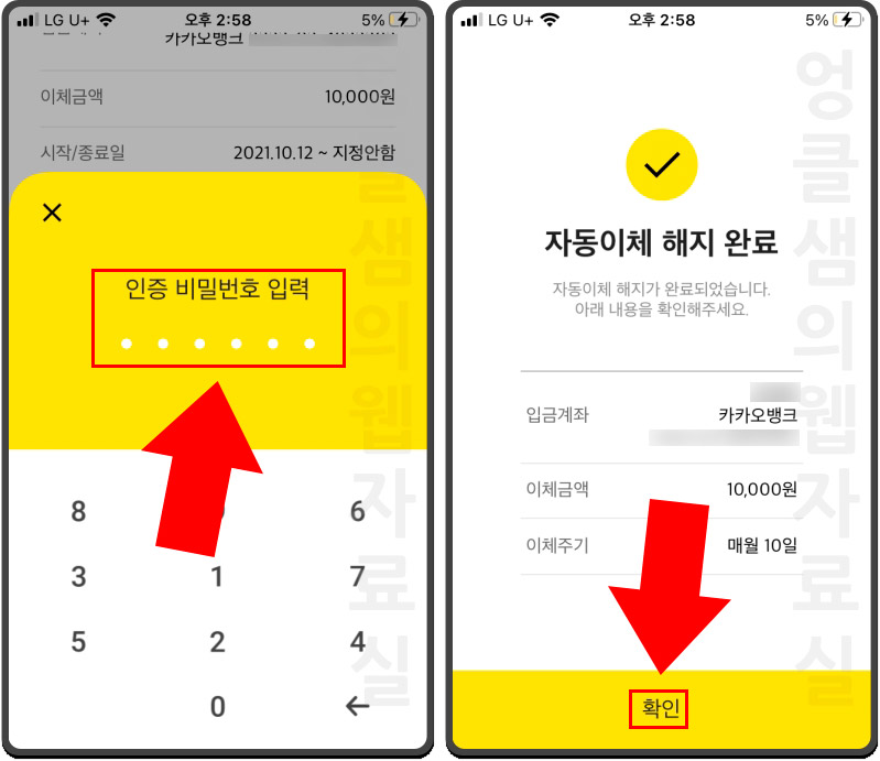 카카오뱅크 자동이체 해지