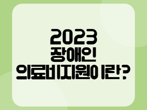 2023 장애인의료비지원