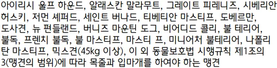 보험 가입 대상이 아닌, 맹견의 범위