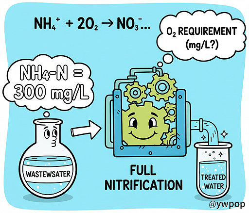 암모니아성 질소의 질산화, 질산화에 필요한 이론적 산소요구량