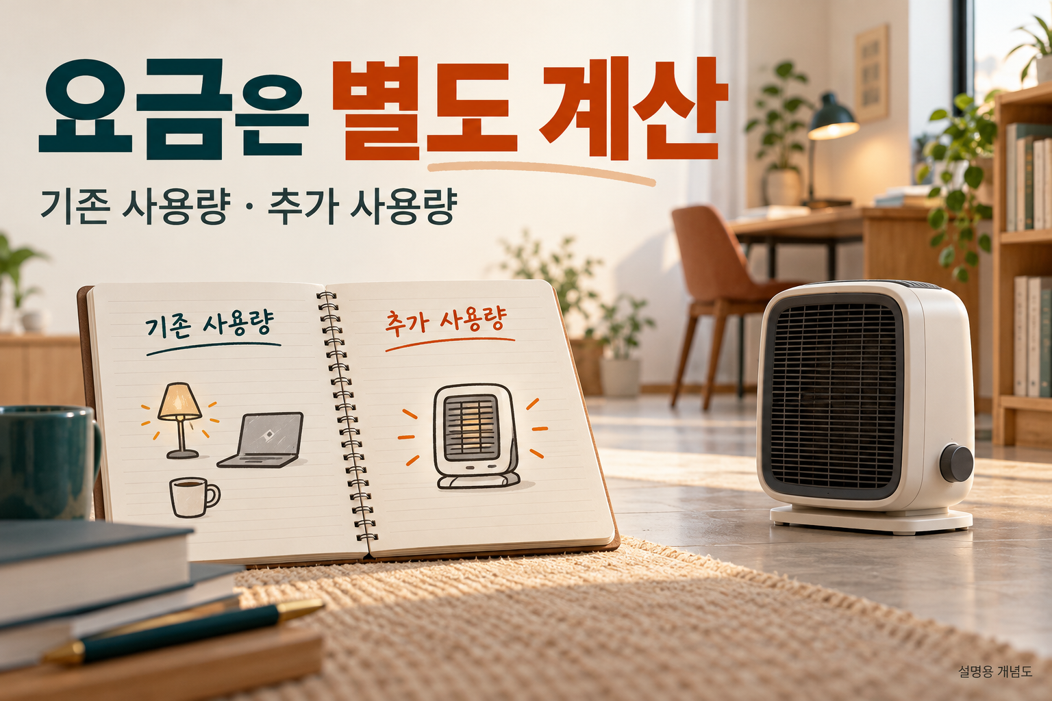 기존 사용량과 추가 전력량을 함께 계산하는 도식