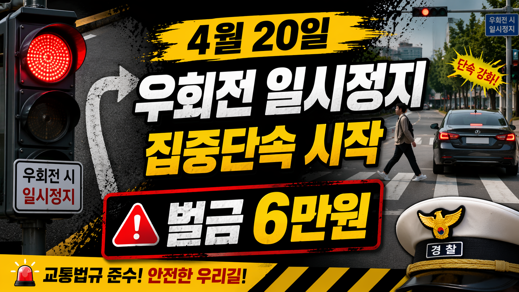 우회전 집중단속 오늘(26년4월20일)부터 시행