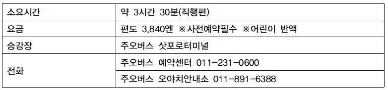 오비히로 삿포로 버스로 가는 방법
